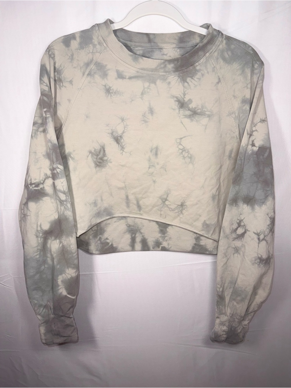 Lululemon Women Tie-Dye Cropped Sweatshirt Pullover- Gray/White Size 6 /S